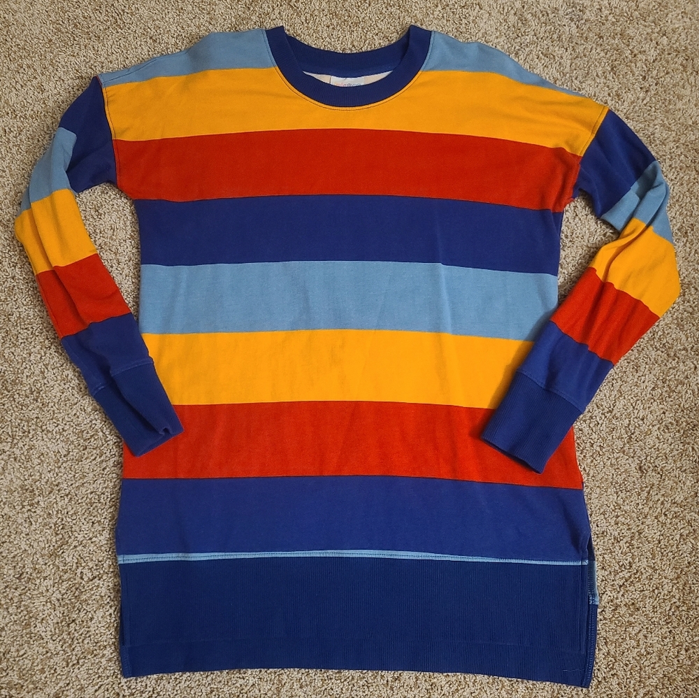 LuLaRoe Hannah Crewneck Tunic Colorful Rainbow Stripe